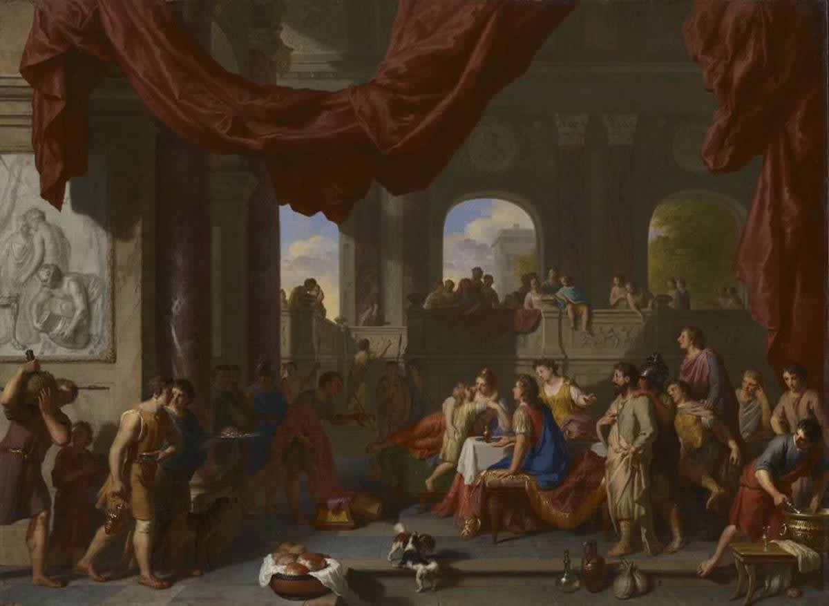 Aeneas und Ascanius beim Festmahl der Dido