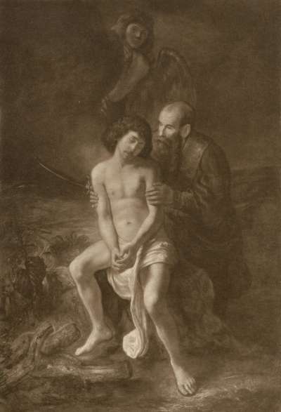 Abraham im Begriff, seinen Sohn Isaak zu opfern