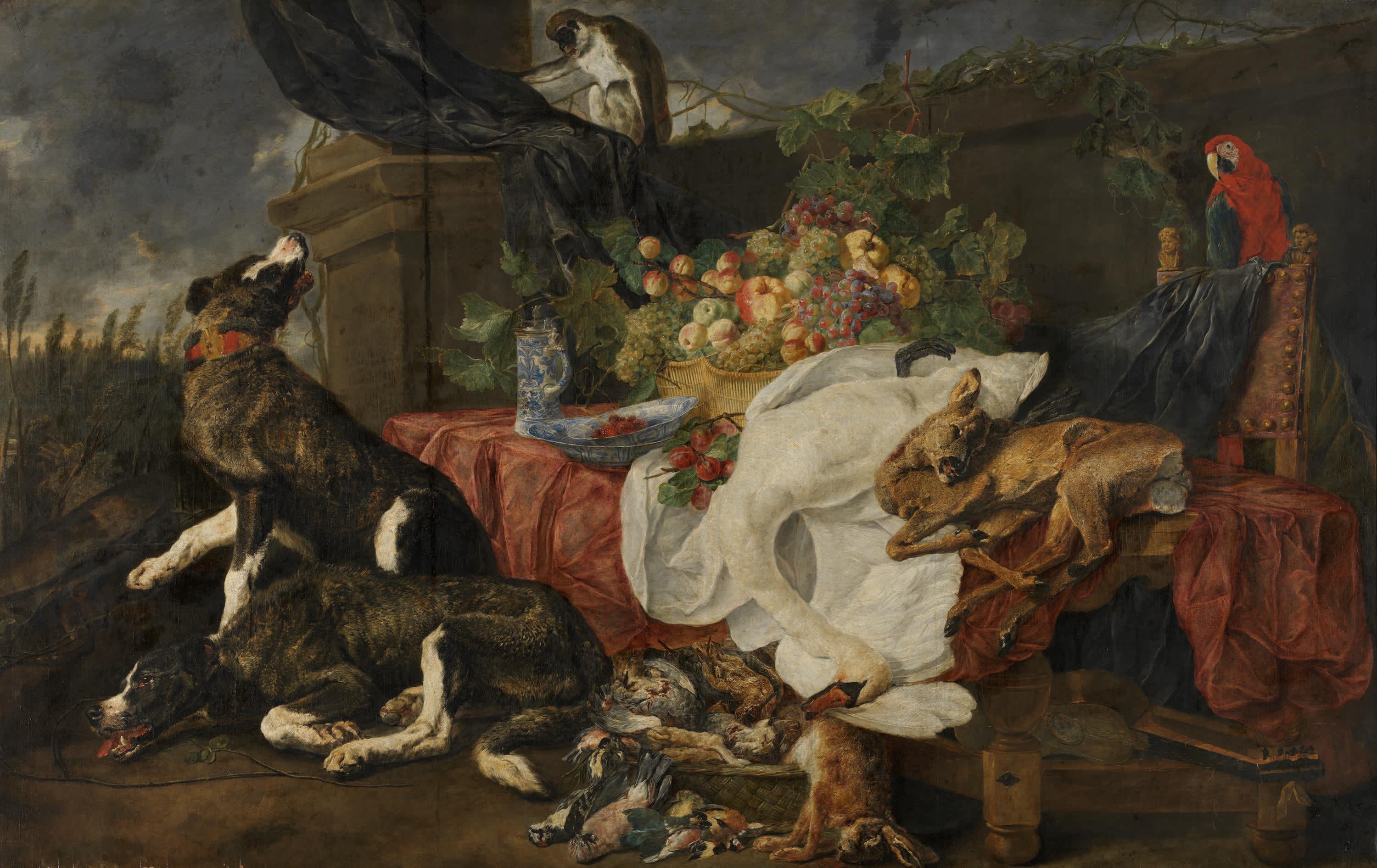 Stillleben mit Jagdhunden