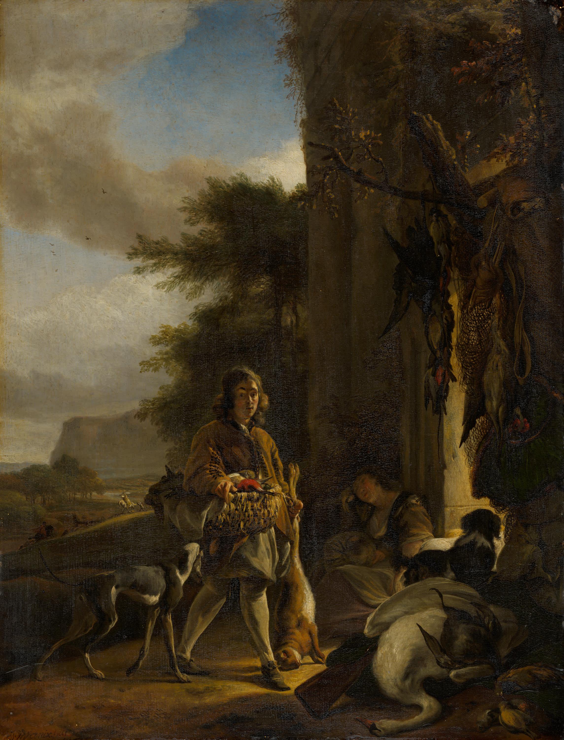 Jägerbursche mit Beute