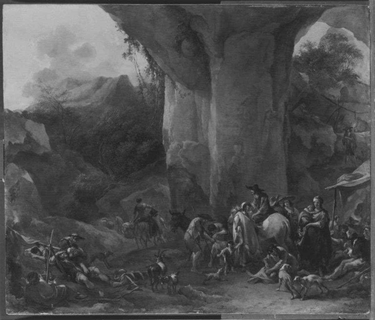 Berglandschaft mit Lagerszene