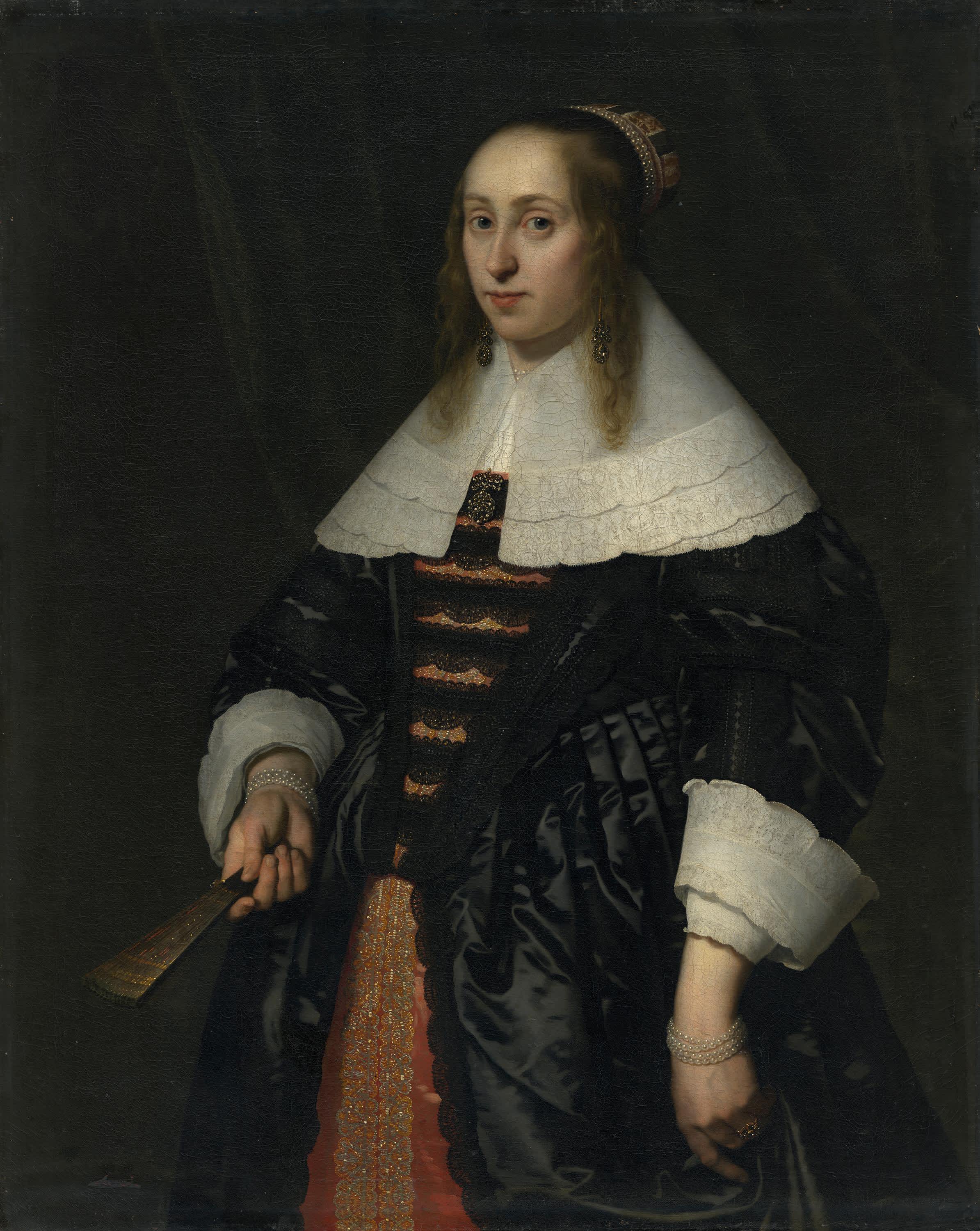 Bildnis einer Frau in schwarzer Atlasrobe