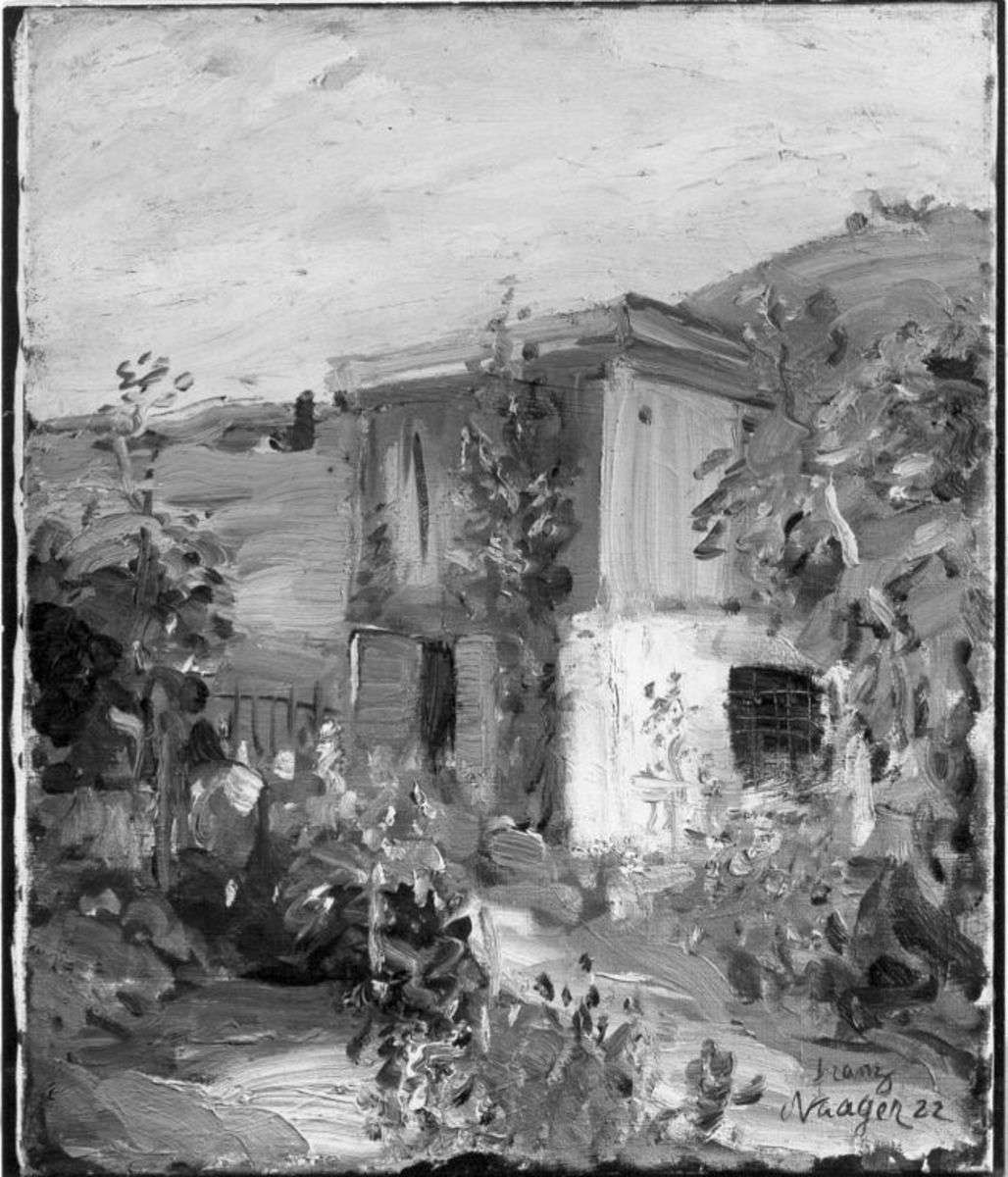 Garten mit kleinem Landhaus