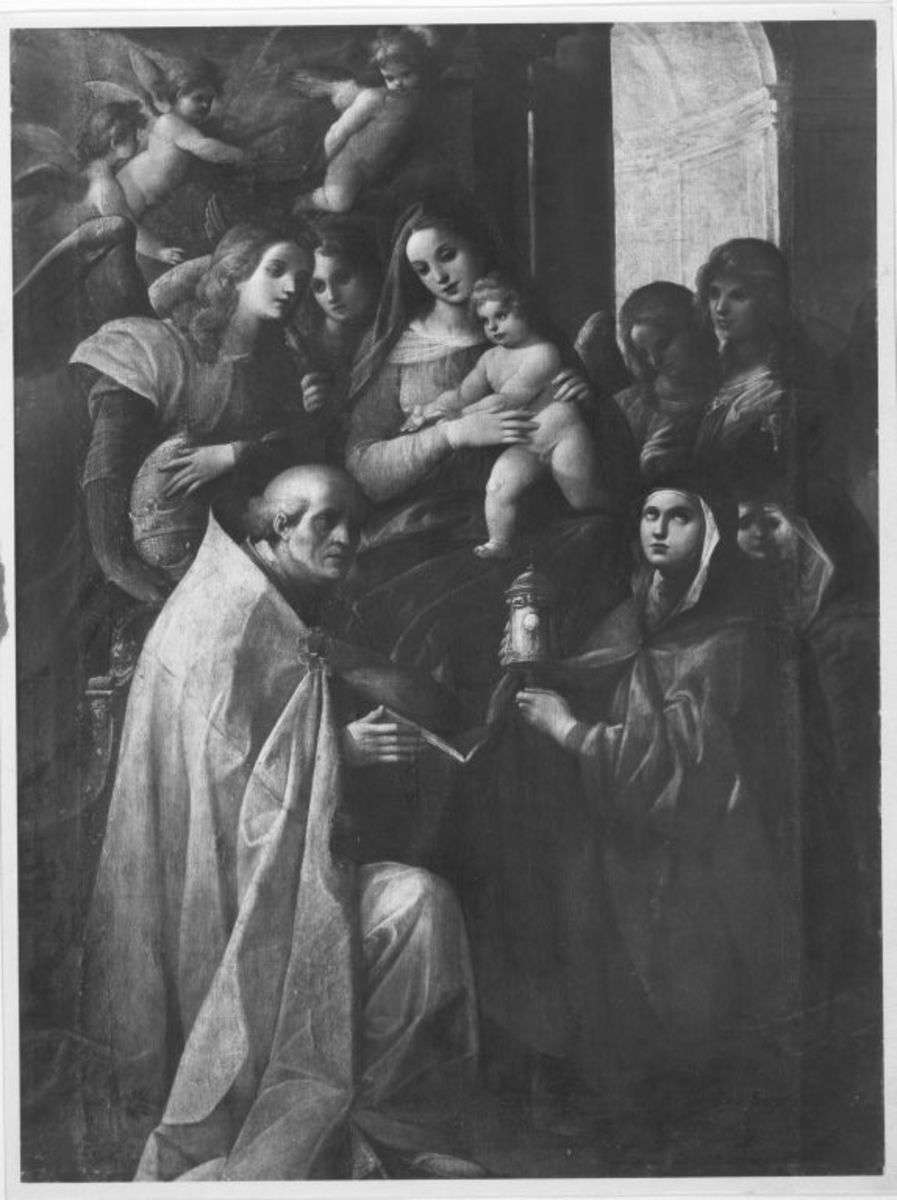 Madonna mit Kind, Engeln und Heiligen