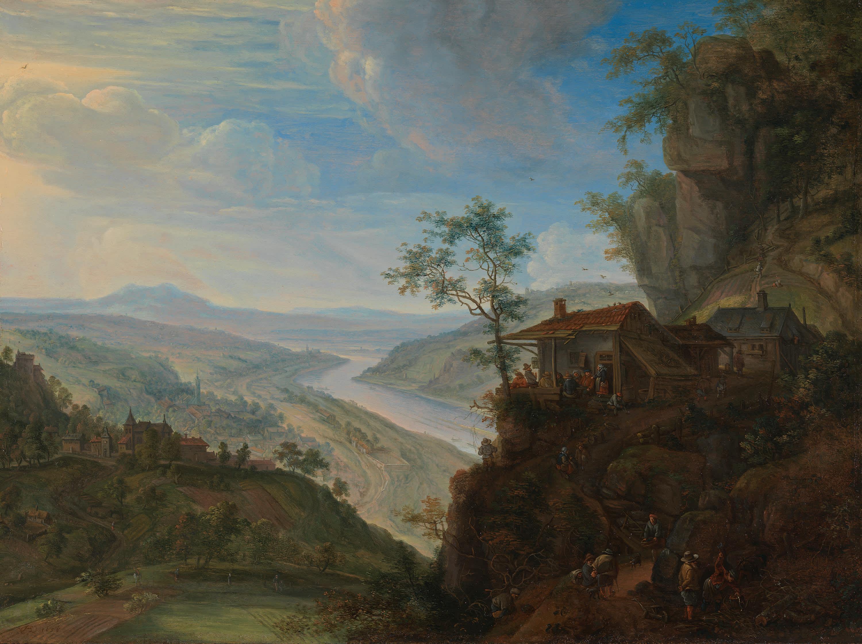 Schenke auf einem Berg mit der Ansicht von Rhens am Rhein