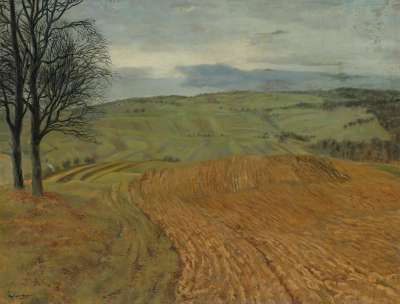 Blick auf hügeliges Land