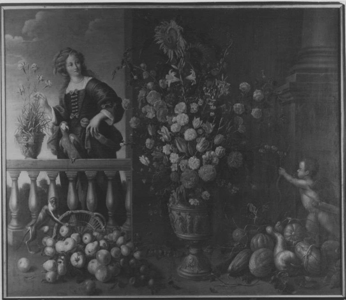 Stillleben mit Flora und Amor