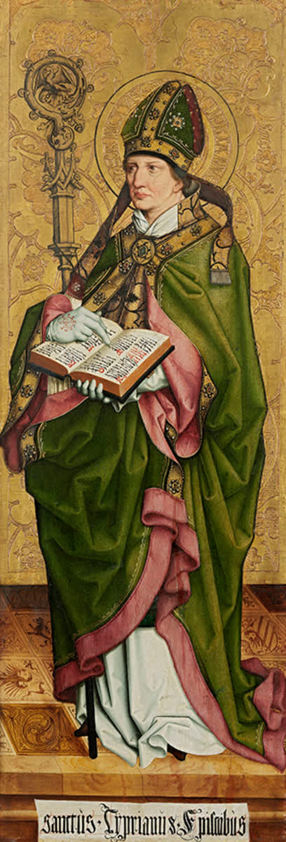 Rechter Altarflügel, Innenseite: Bischof Cyprianus von Karthago