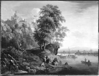 Flusslandschaft mit Burg