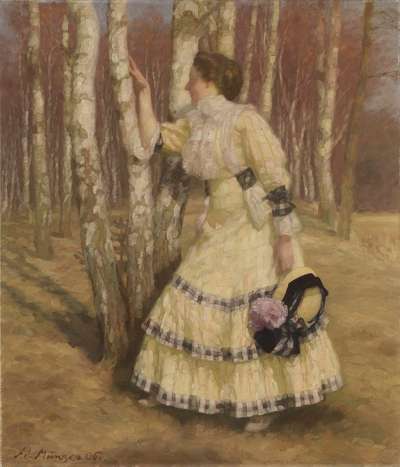 Dame im Birkenwald