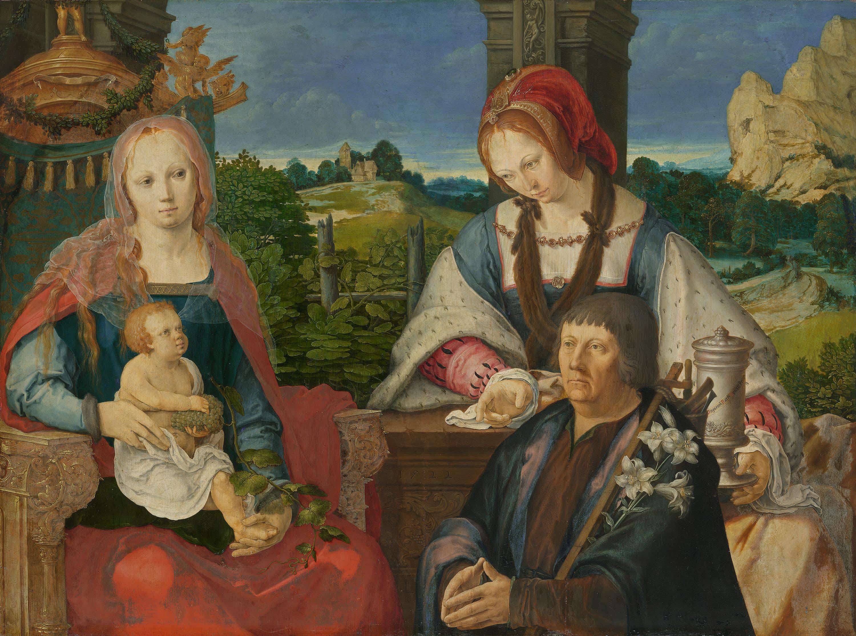 Maria mit Kind, hl. Maria Magdalena und Stifter (abgetrennte Außenseite Inv.-Nr. 7713)