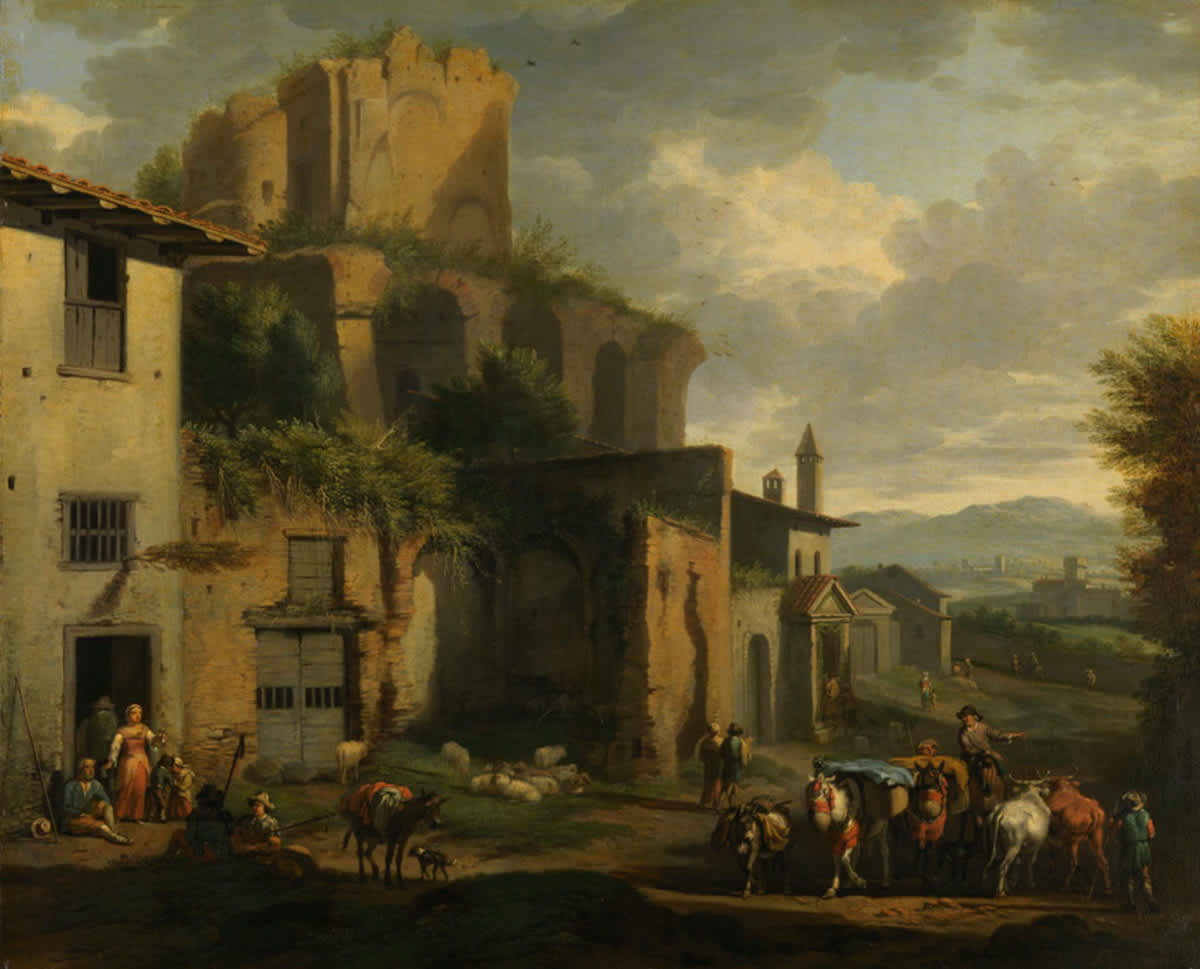 Szene vor einer römischen Ruine