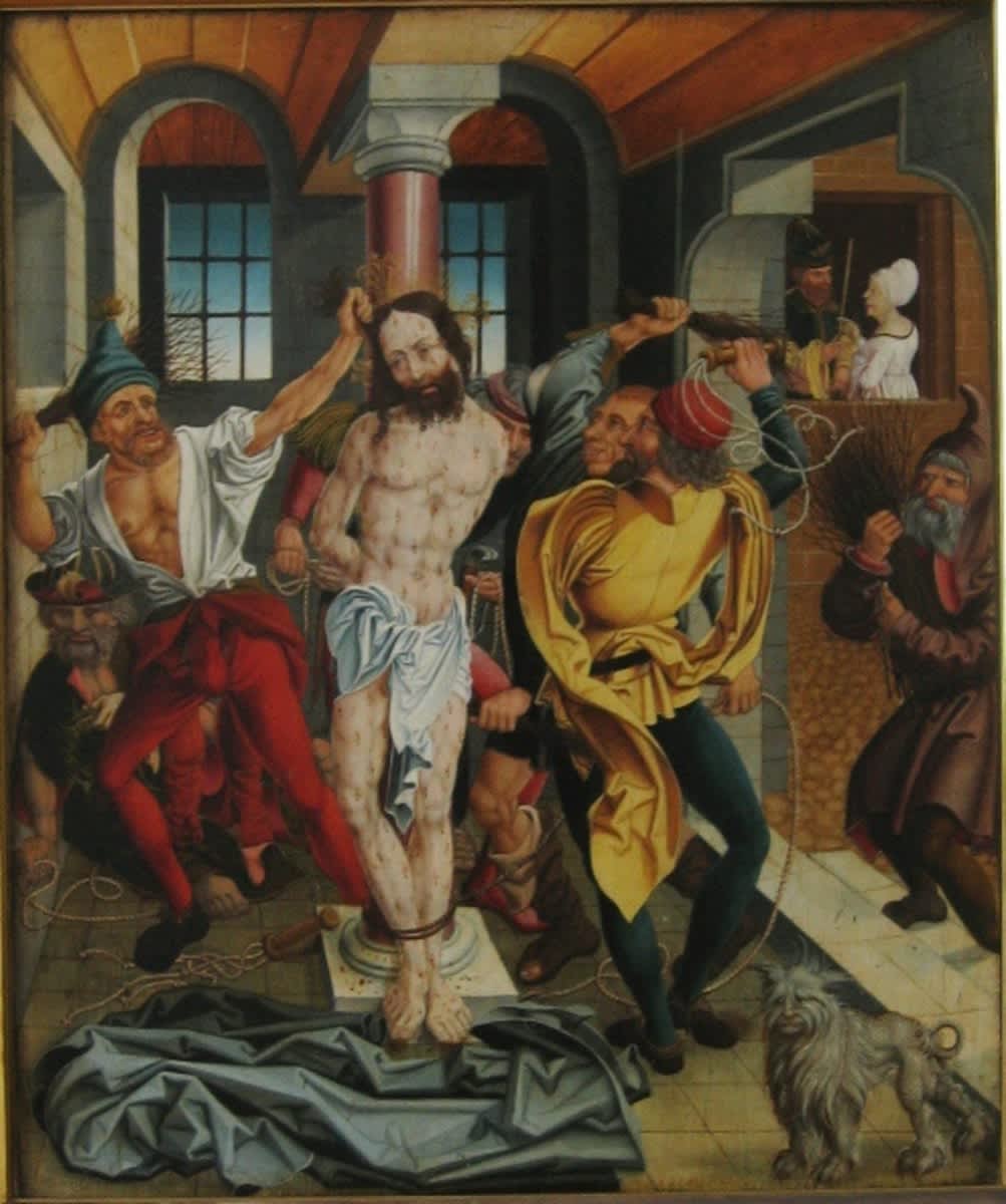 Geißelung Christi
Rückseite: Verkündigung an Anna
