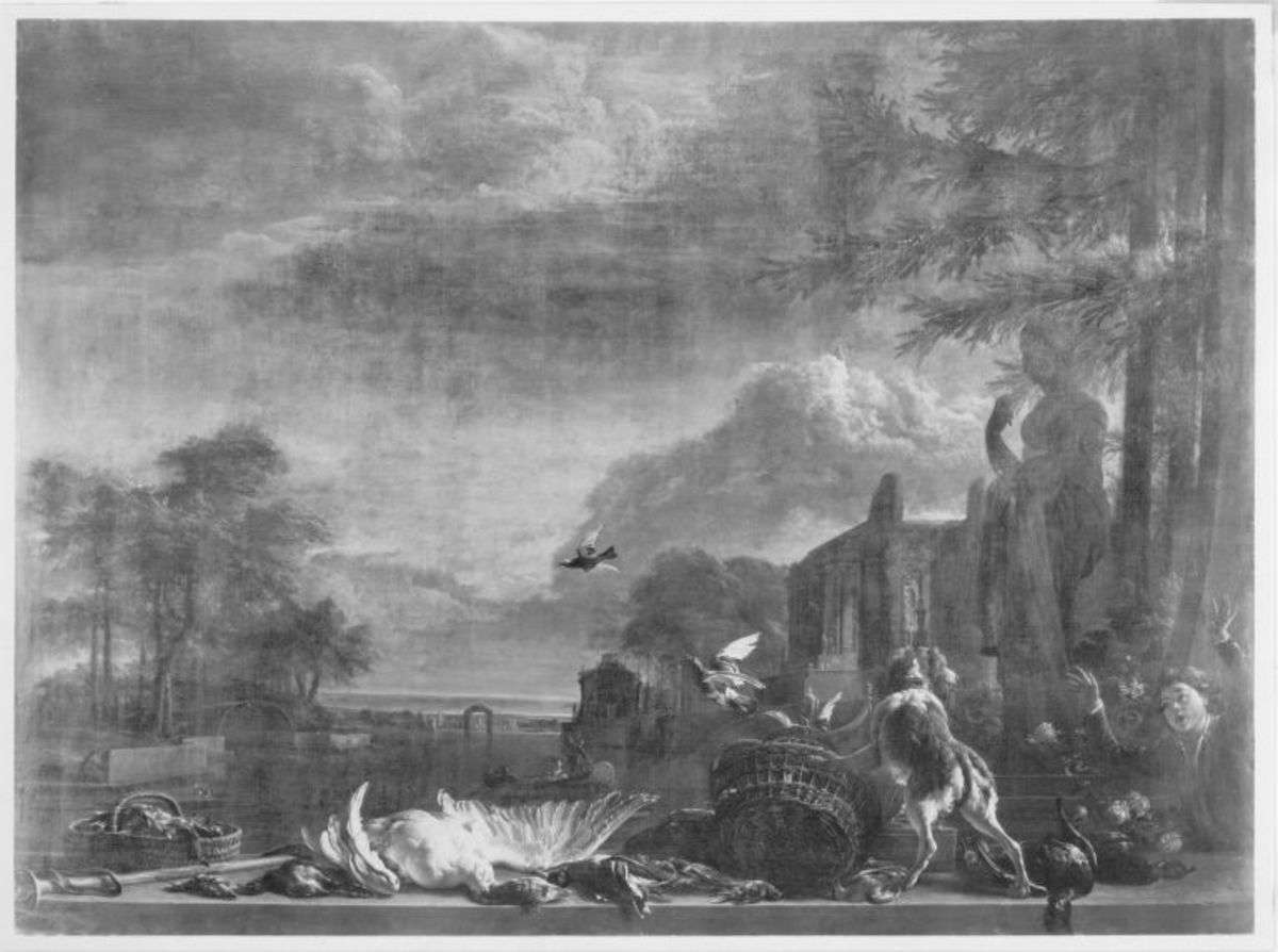 Federwild vor Schloss Bassin