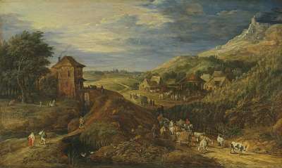 Dorf mit Weinberg (Der Herbst)