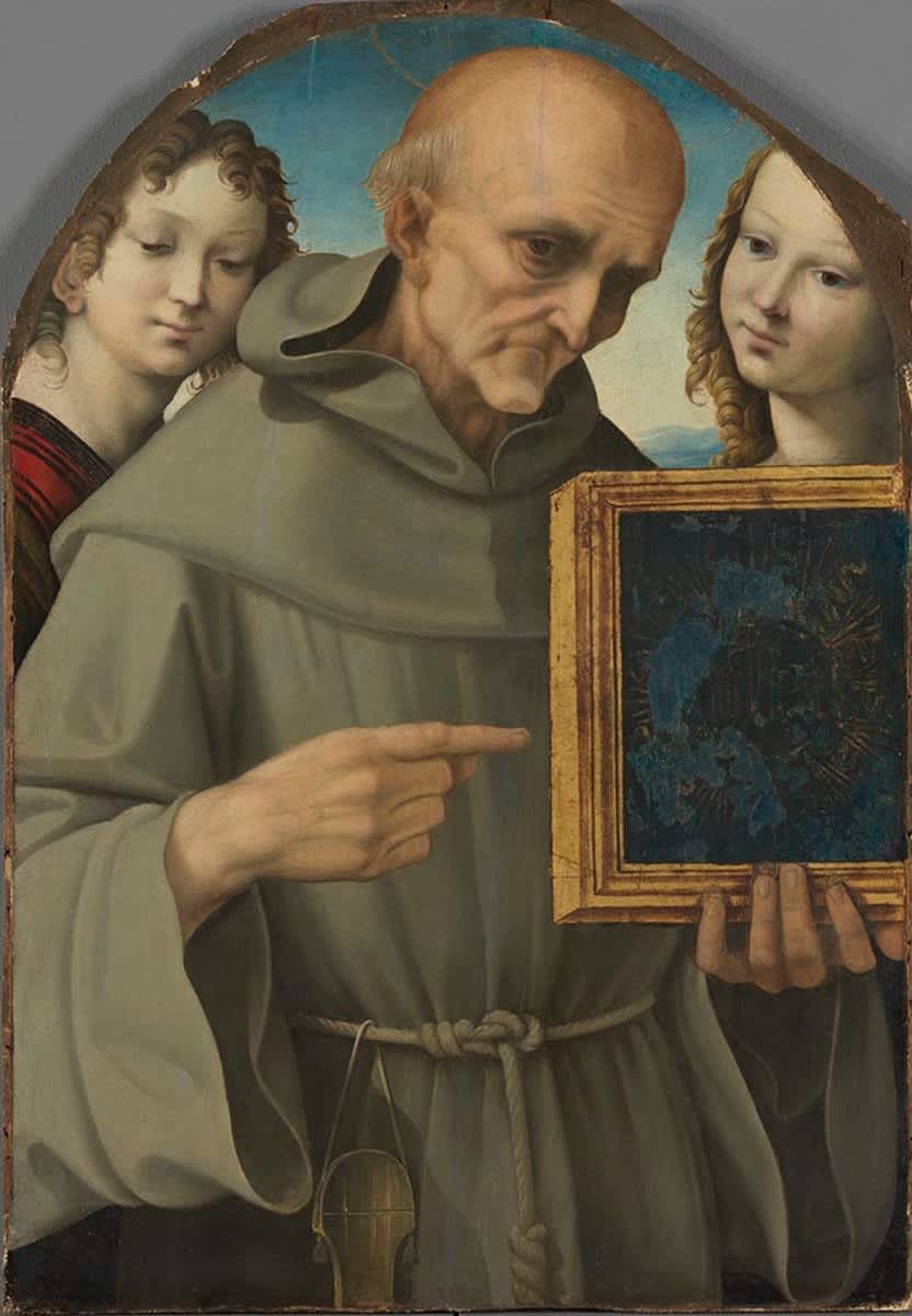 Der hl. Bernardin von Siena mit zwei Engeln