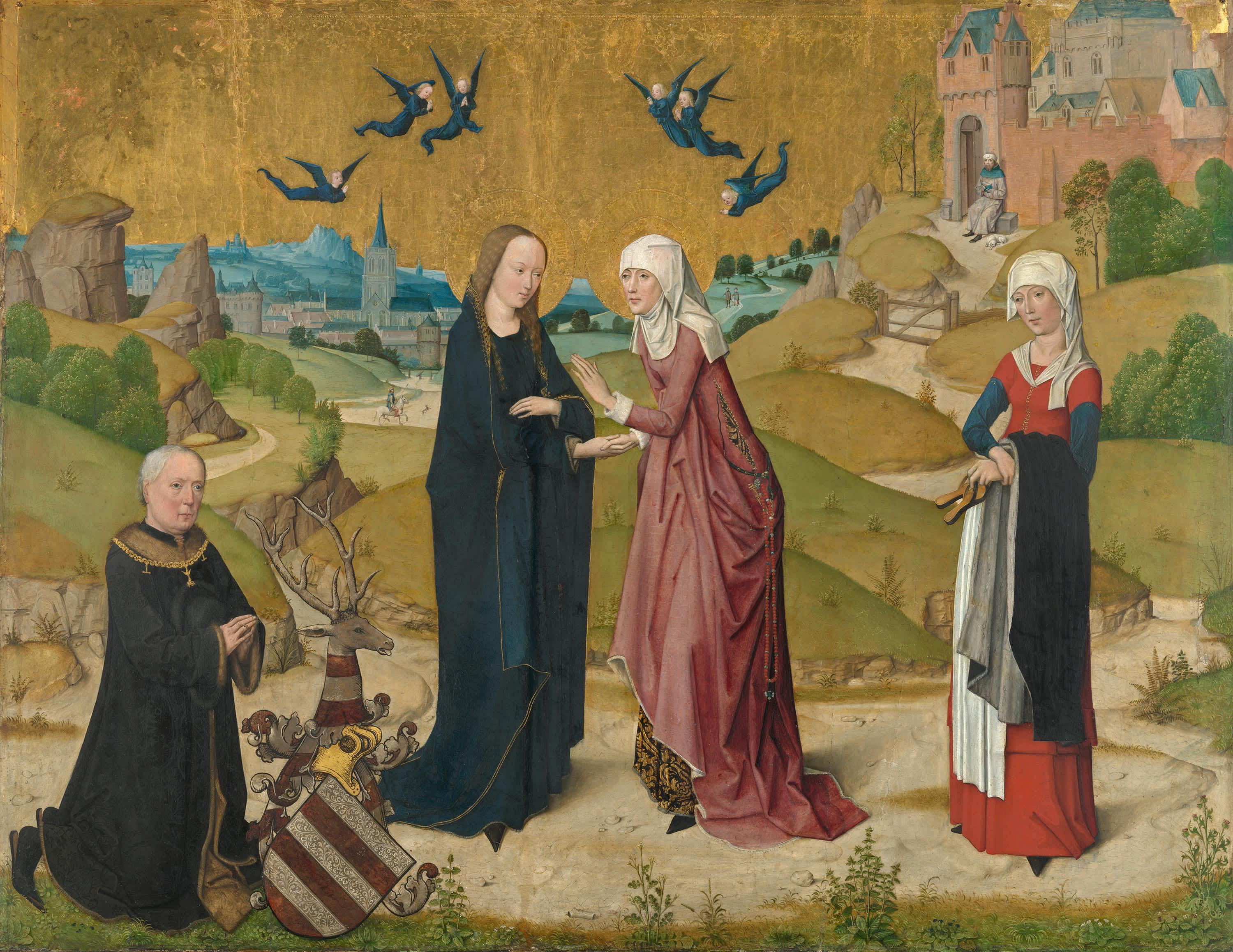 Marienleben: Heimsuchung Mariae und der Stifter Johann von Hirtz