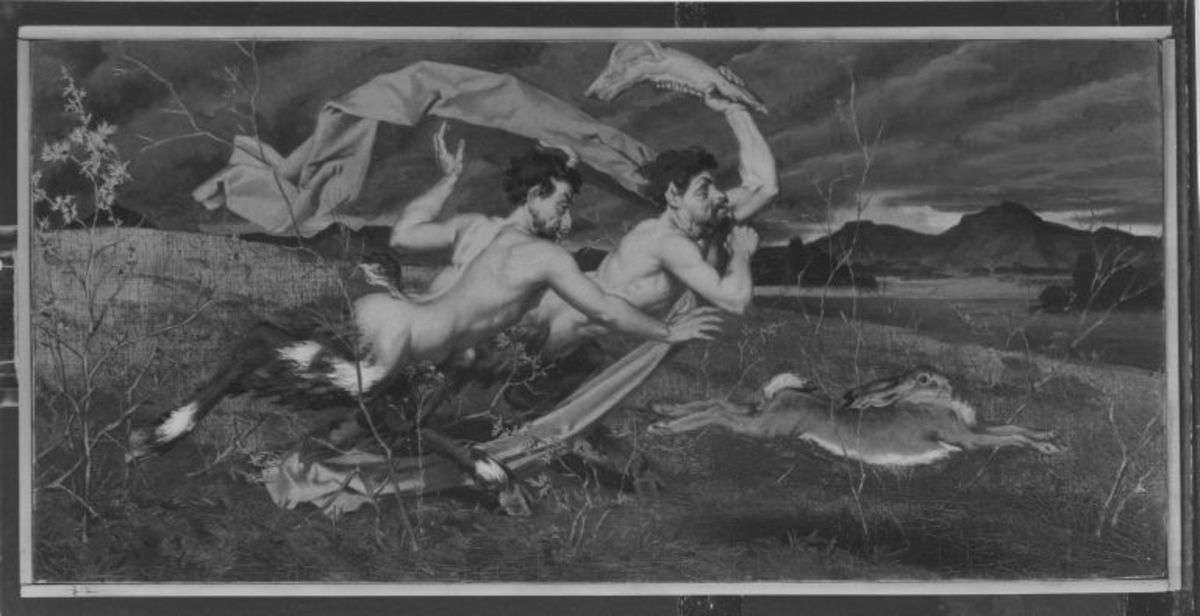 Satyrn, einen Hasen jagend