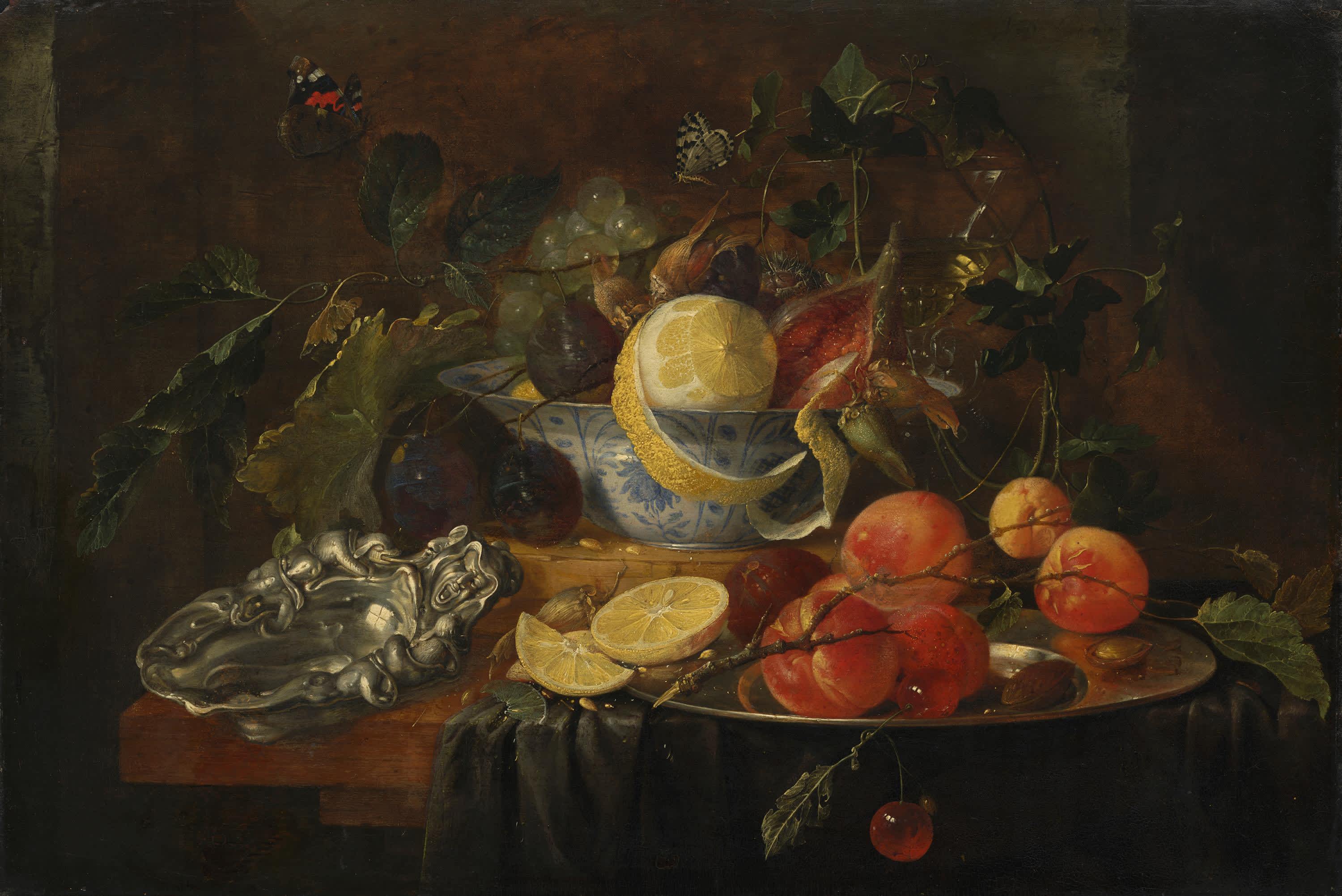 Stillleben mit Früchten und Silberschale