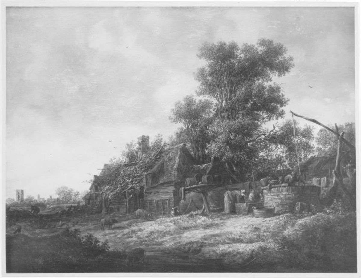 Gehöft mit Ziehbrunnen