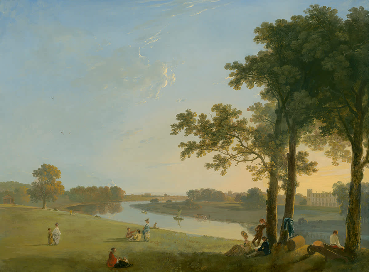 Blick über die Themse bei Richmond Gardens auf Syon House