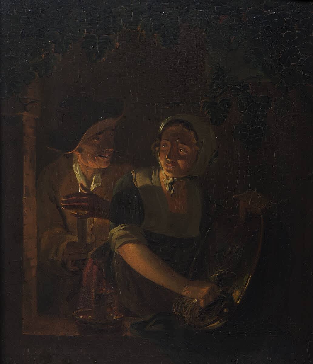 Eine Magd beim Spülen