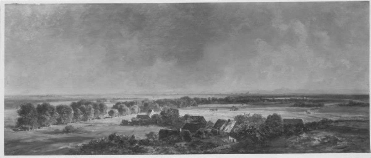 Blick vom Karlsberg bei Dachau gegen das Gebirge