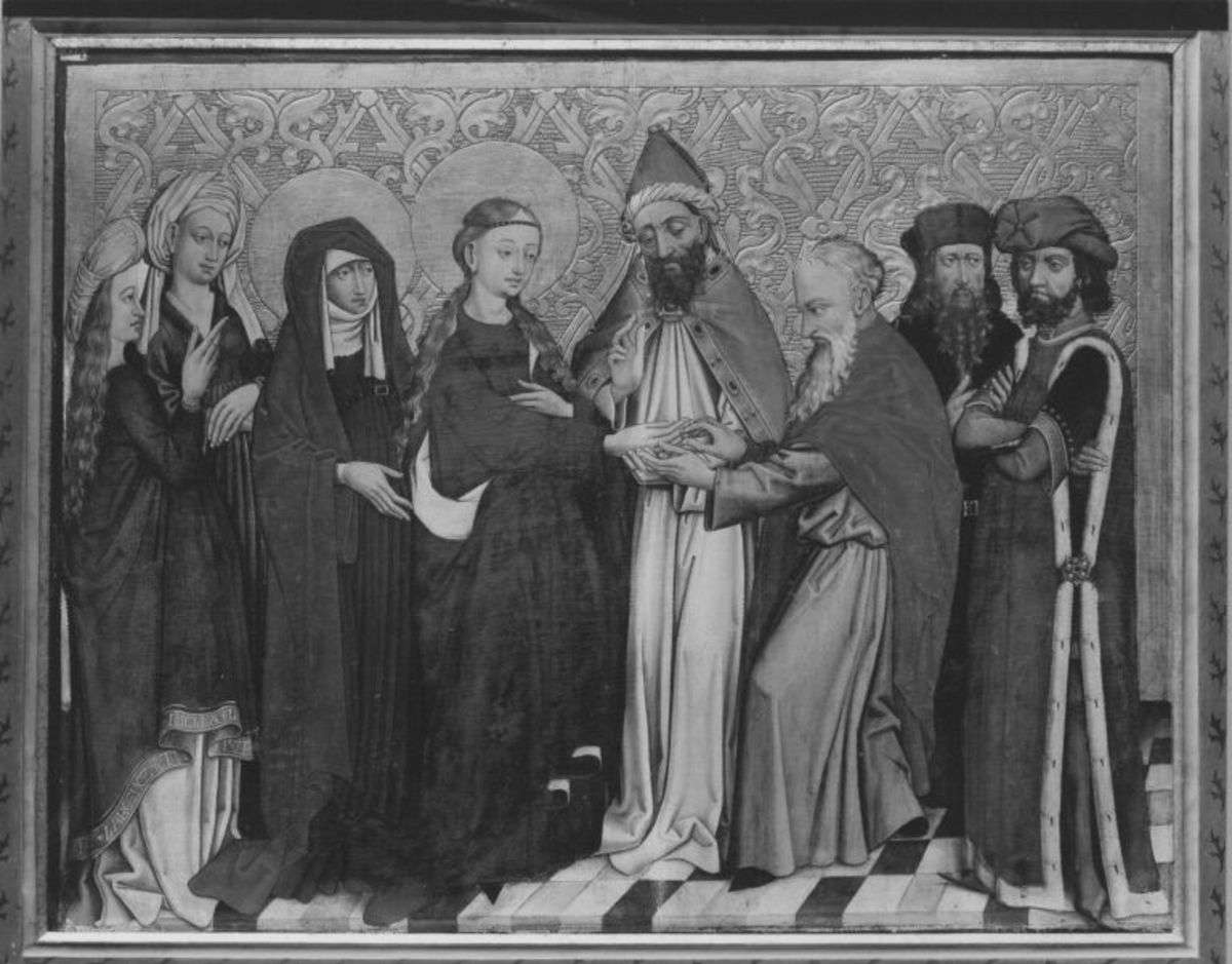 Tafel vom Hochaltar aus St. Mang in Füssen: Vermählung Mariens
Rückseite: Auferstehung Christi