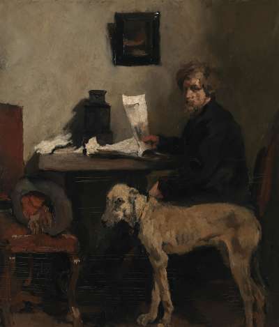 Der Maler Sattler mit Dogge
