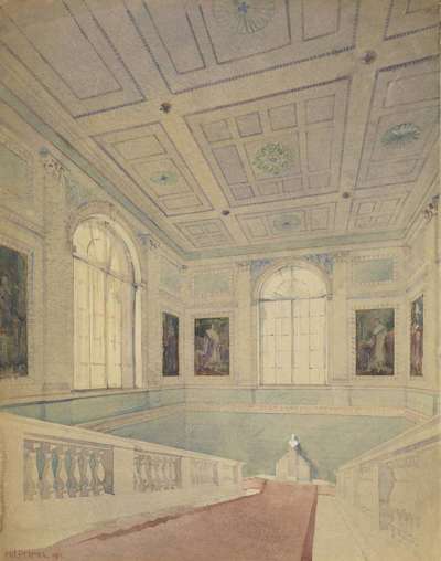 Ansicht des ehemaligen Treppenhauses der Alten Pinakothek mit den Stifterbildern