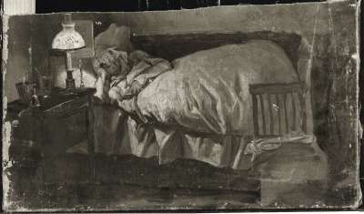 Lesende Frau im Bett