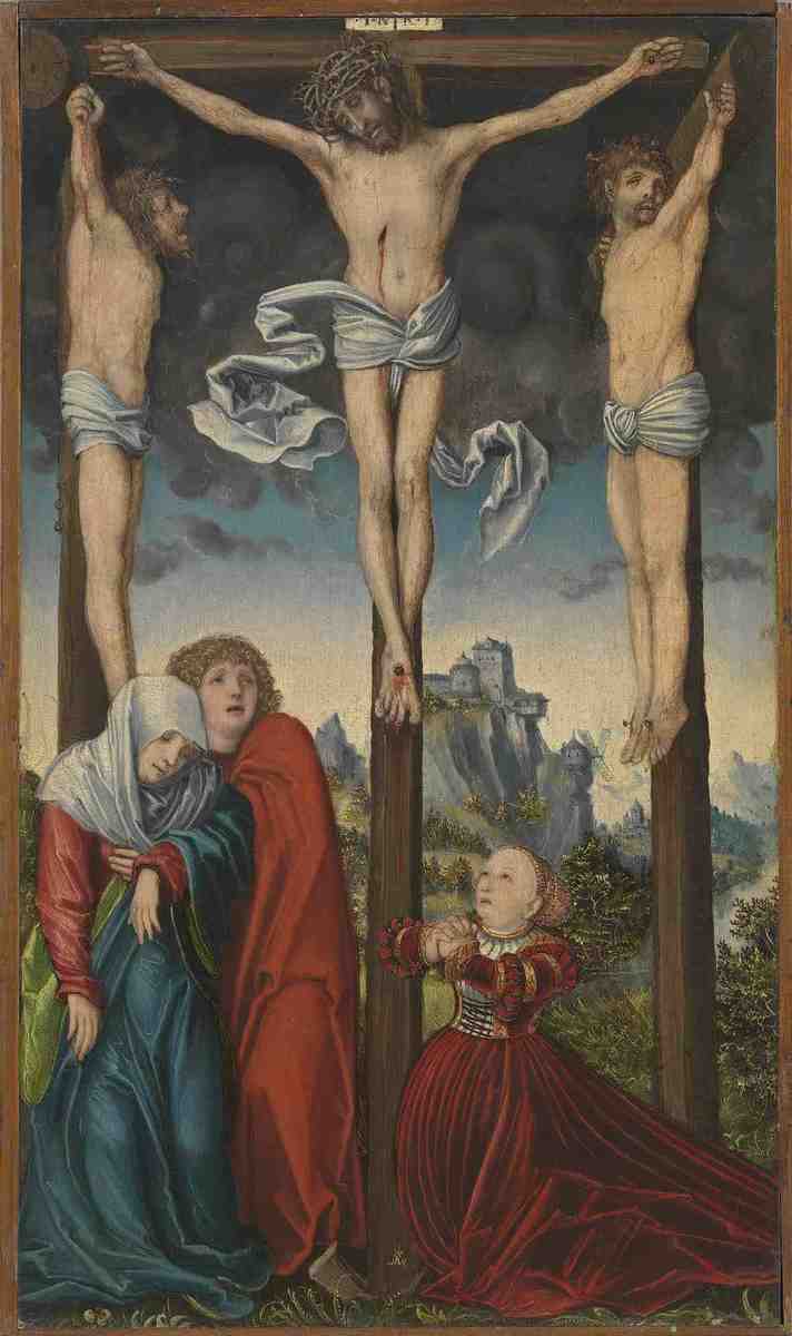 Christus am Kreuz zwischen den beiden Schächern