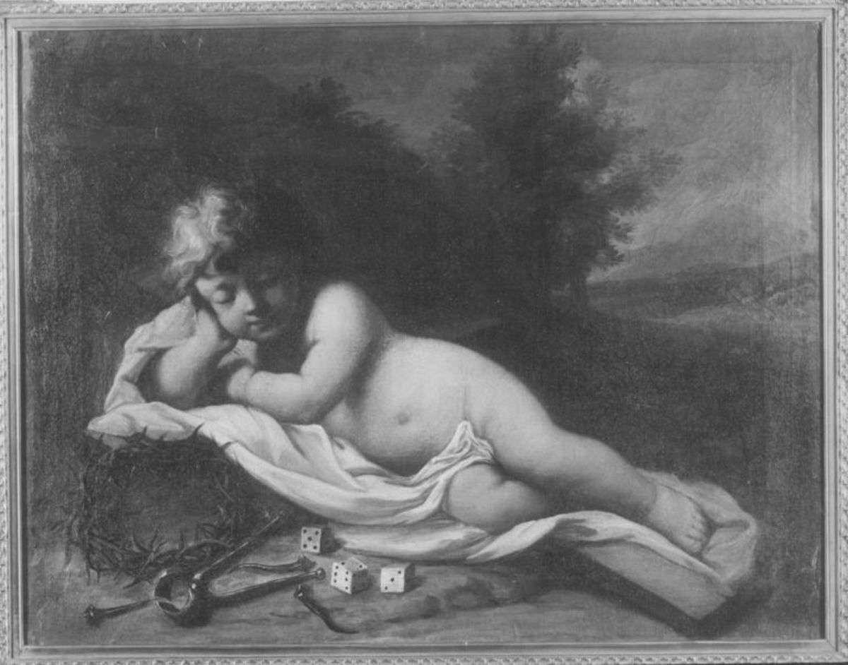 Schlafendes Jesuskind mit Marterwerkzeugen