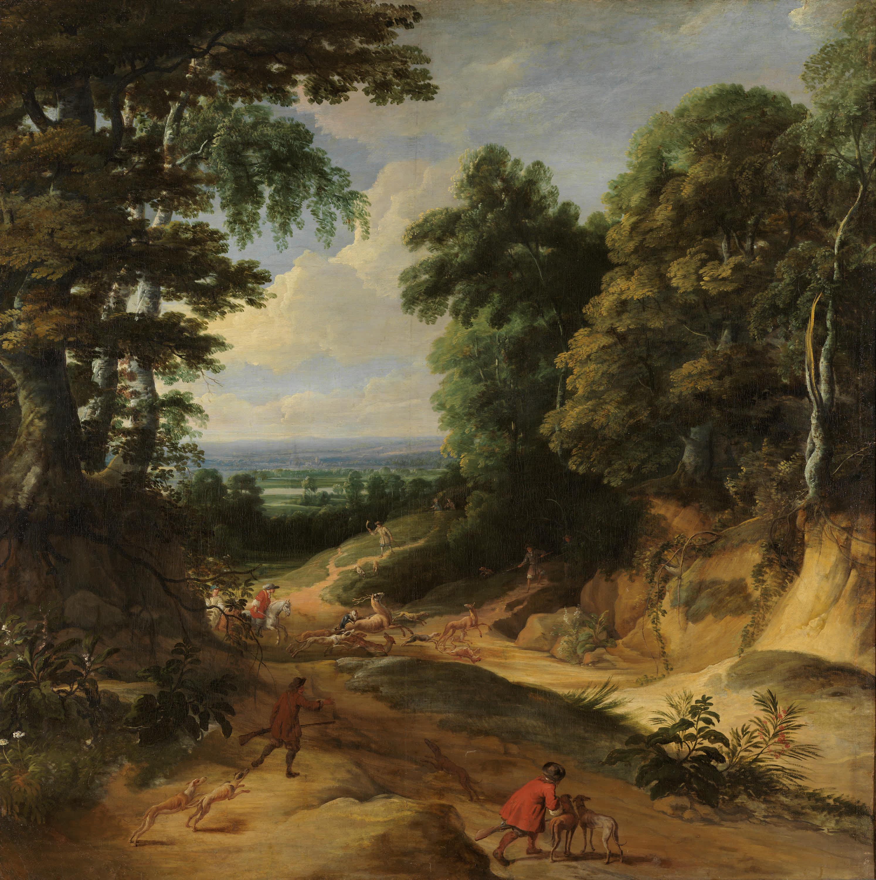 Landschaft mit Hirschjagd