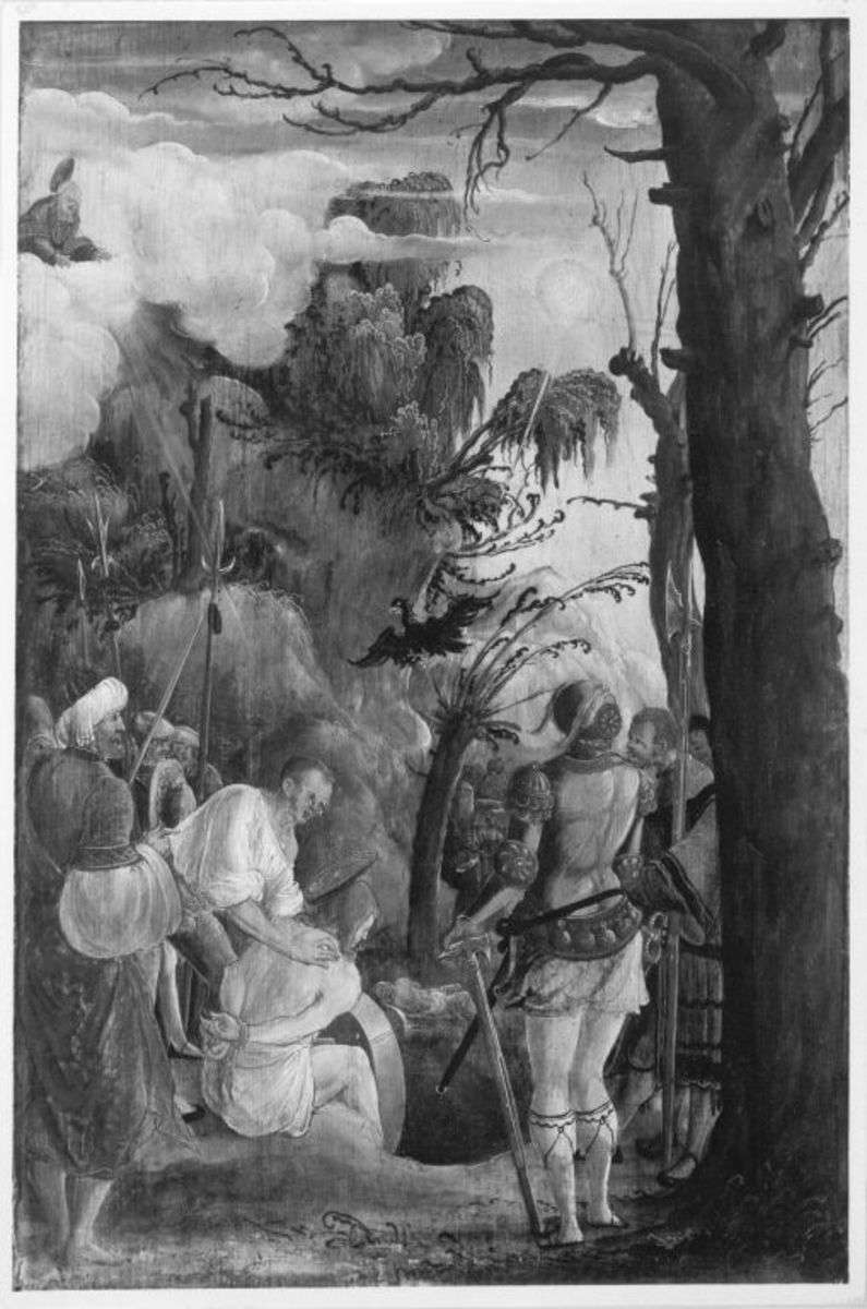 Martyrium des hl. Florian
(Rückseite: Unterer Teil eines Schmerzensmannes)