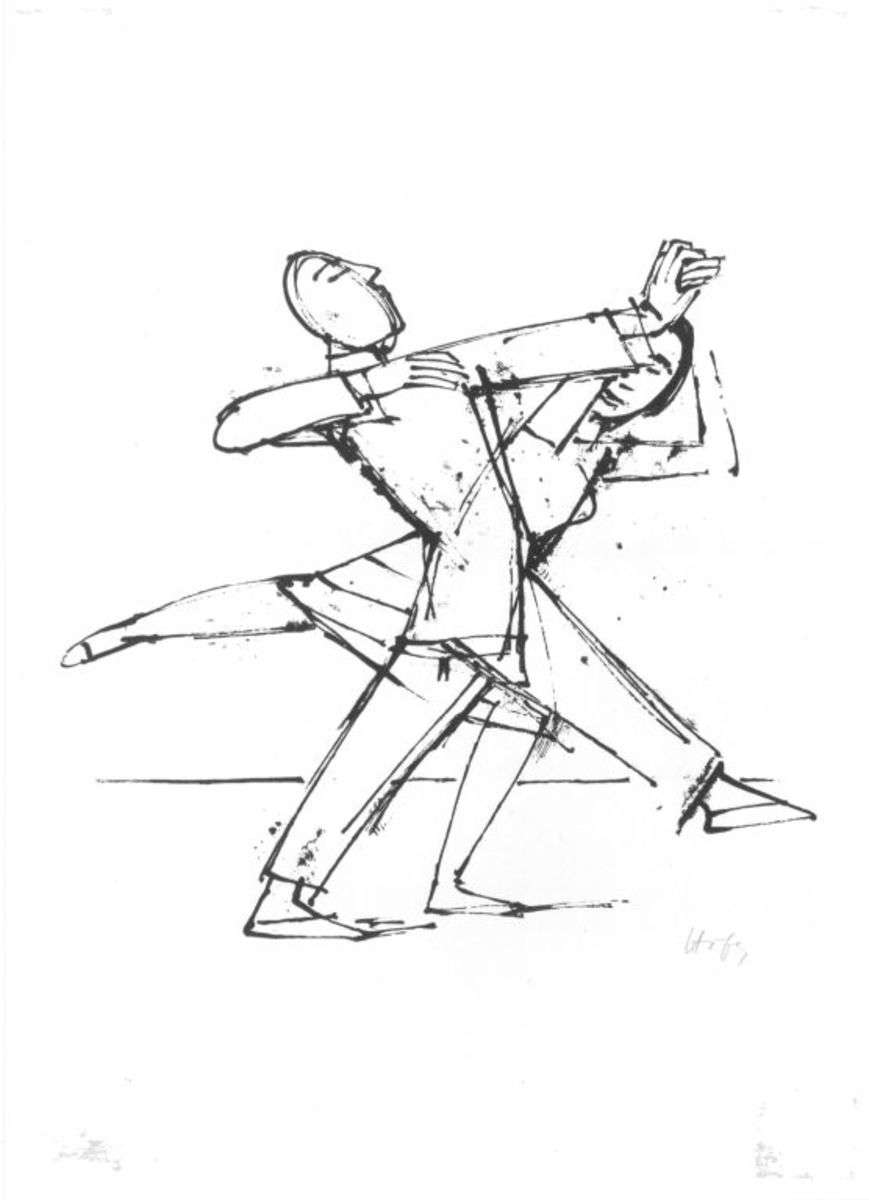 Tanzendes Paar mit gespreitzten Beinen  (aus der Mappe "Tanz")