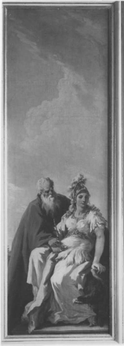 Allegorie: Ein alter Mann ergreift das Szepter