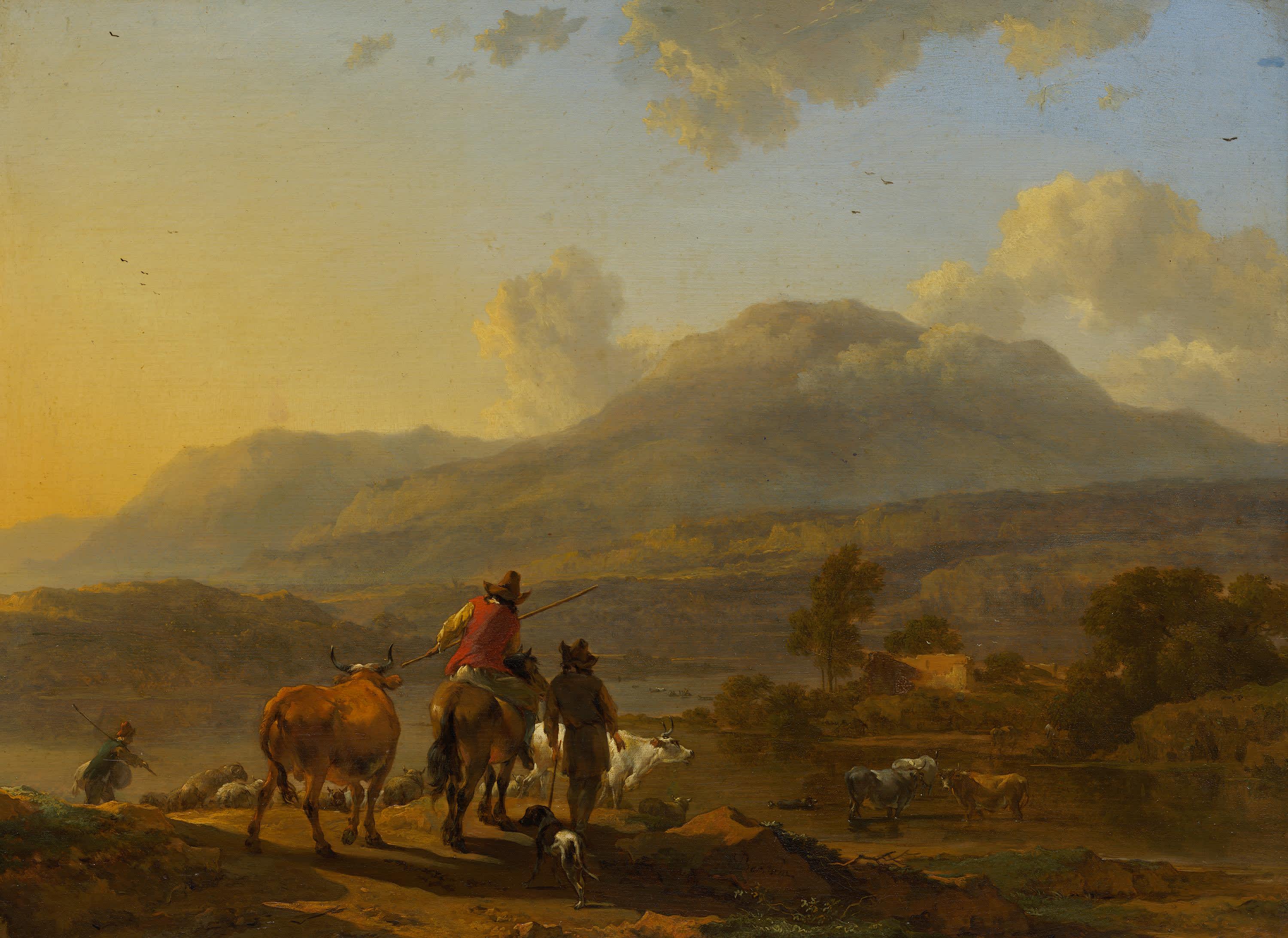 Italienische Landschaft im Abendlicht