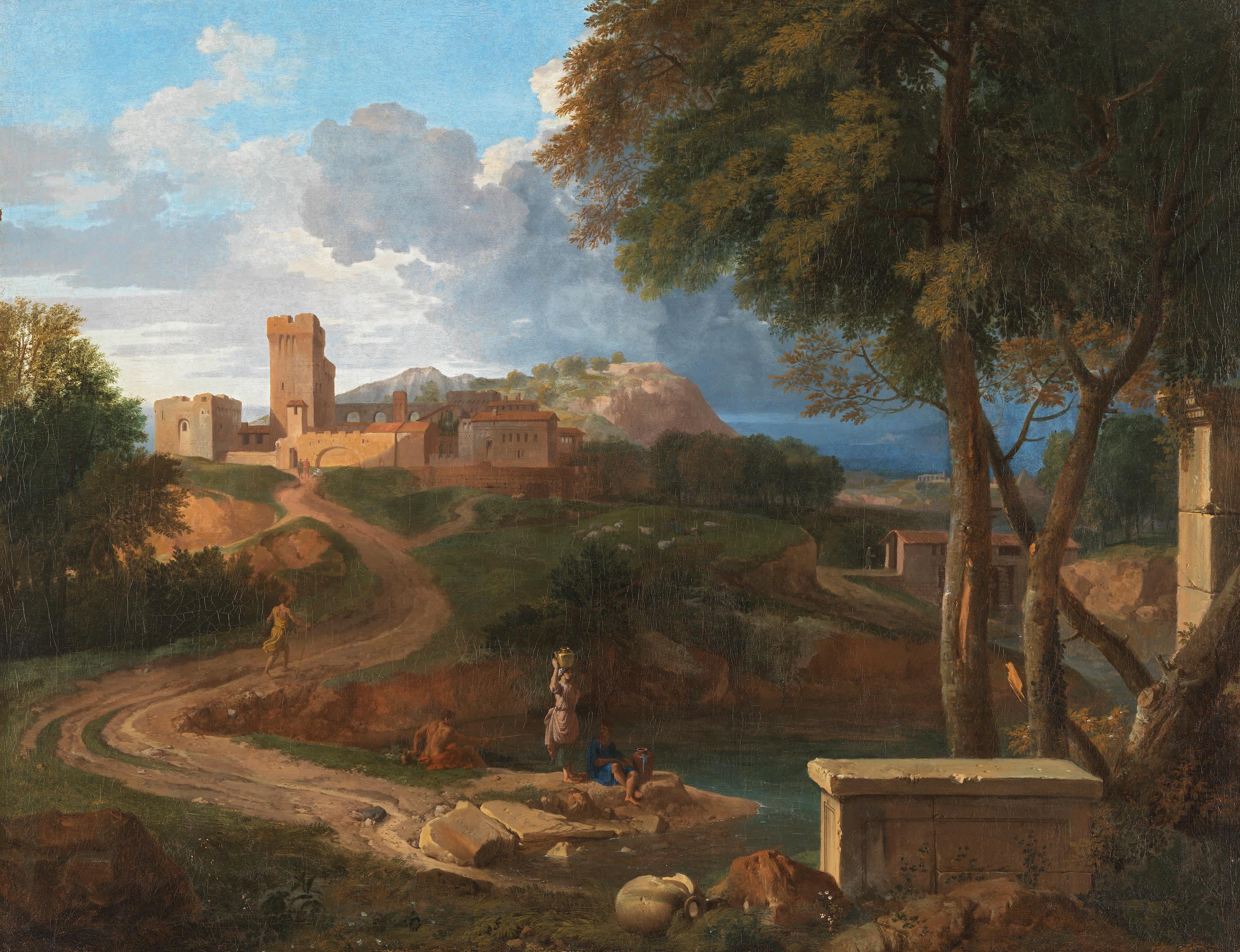 Arkadische Landschaft mit Stadt