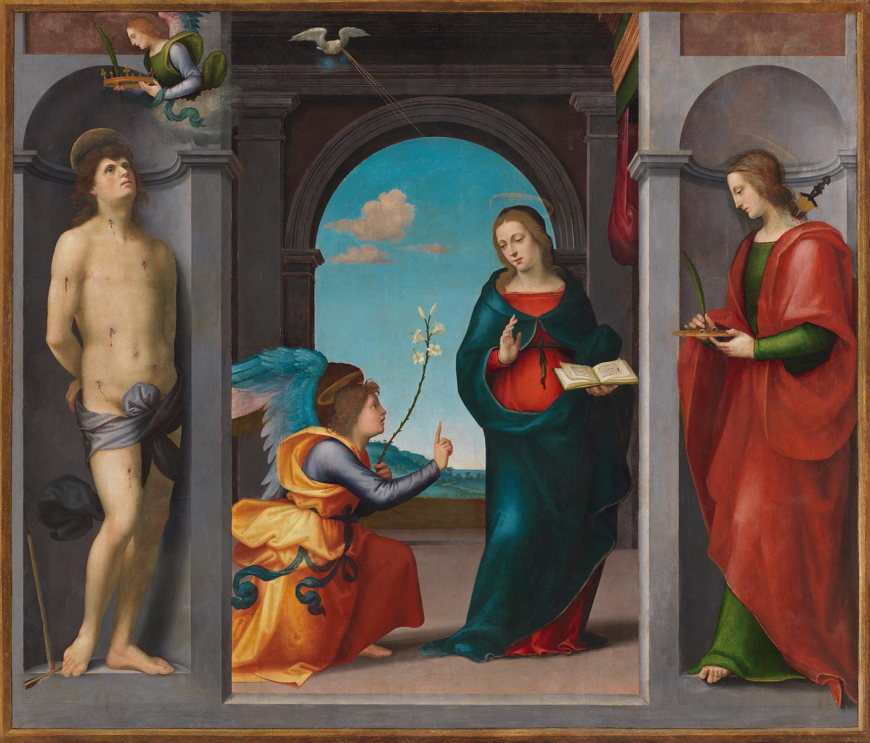 Verkündigung Mariae zwischen den hll. Sebastian und Lucia