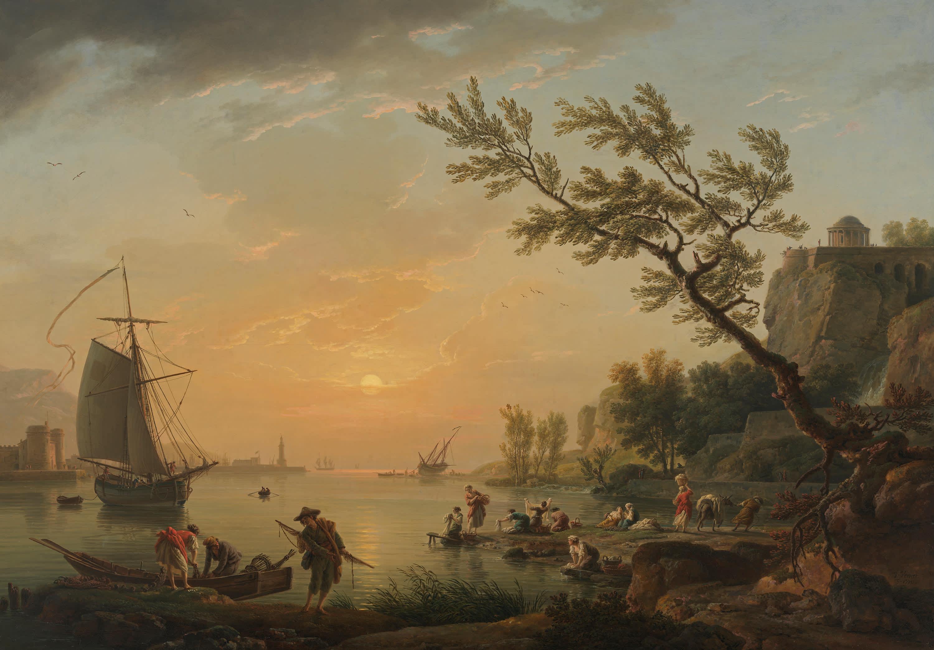 Seehafen bei Sonnenuntergang