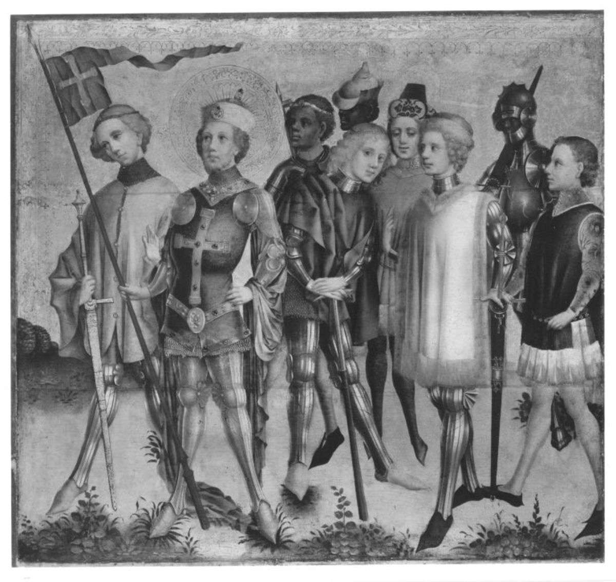 Altarflügel: Hl. Gereon mit Gefolge
Rückseite: Maria der Verkündigung (oberes Teilstück)