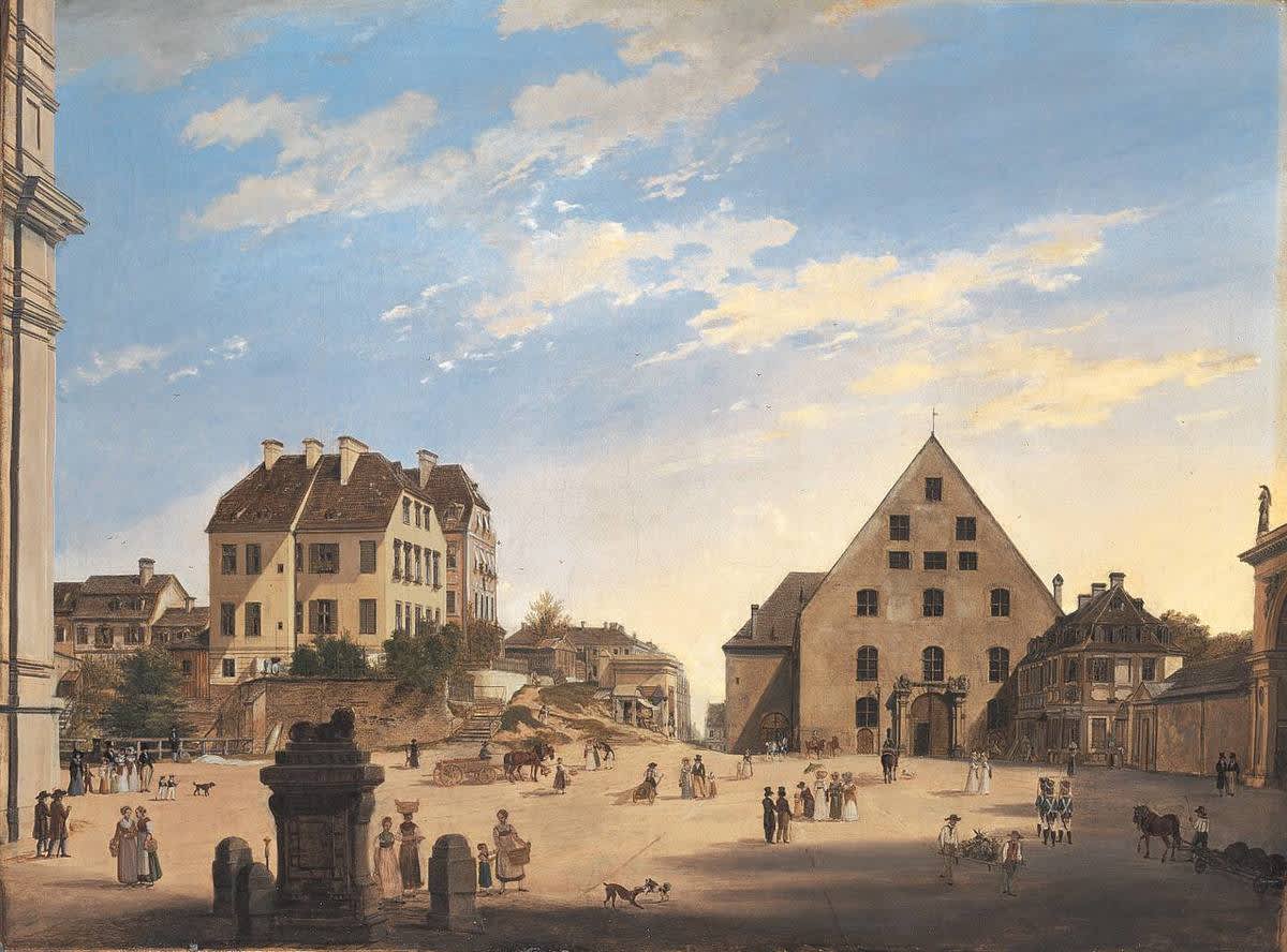 Die Alte Reitschule mit dem Café Tambosi im Jahr 1822