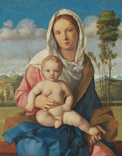 Maria mit Kind in einer Landschaft