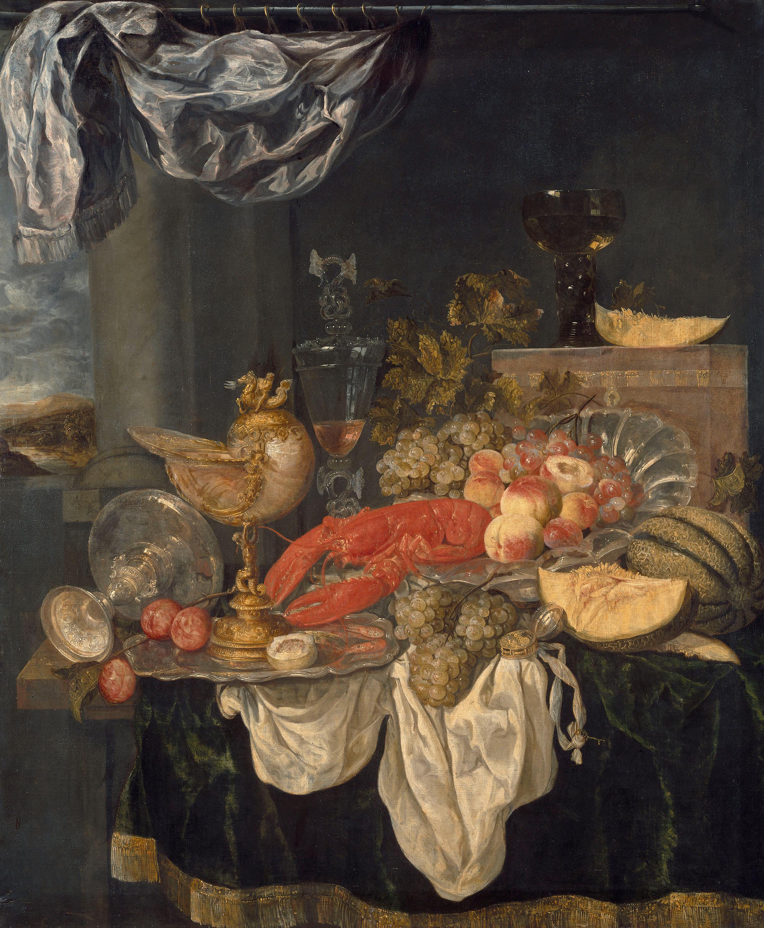 Großes Stillleben mit Hummer