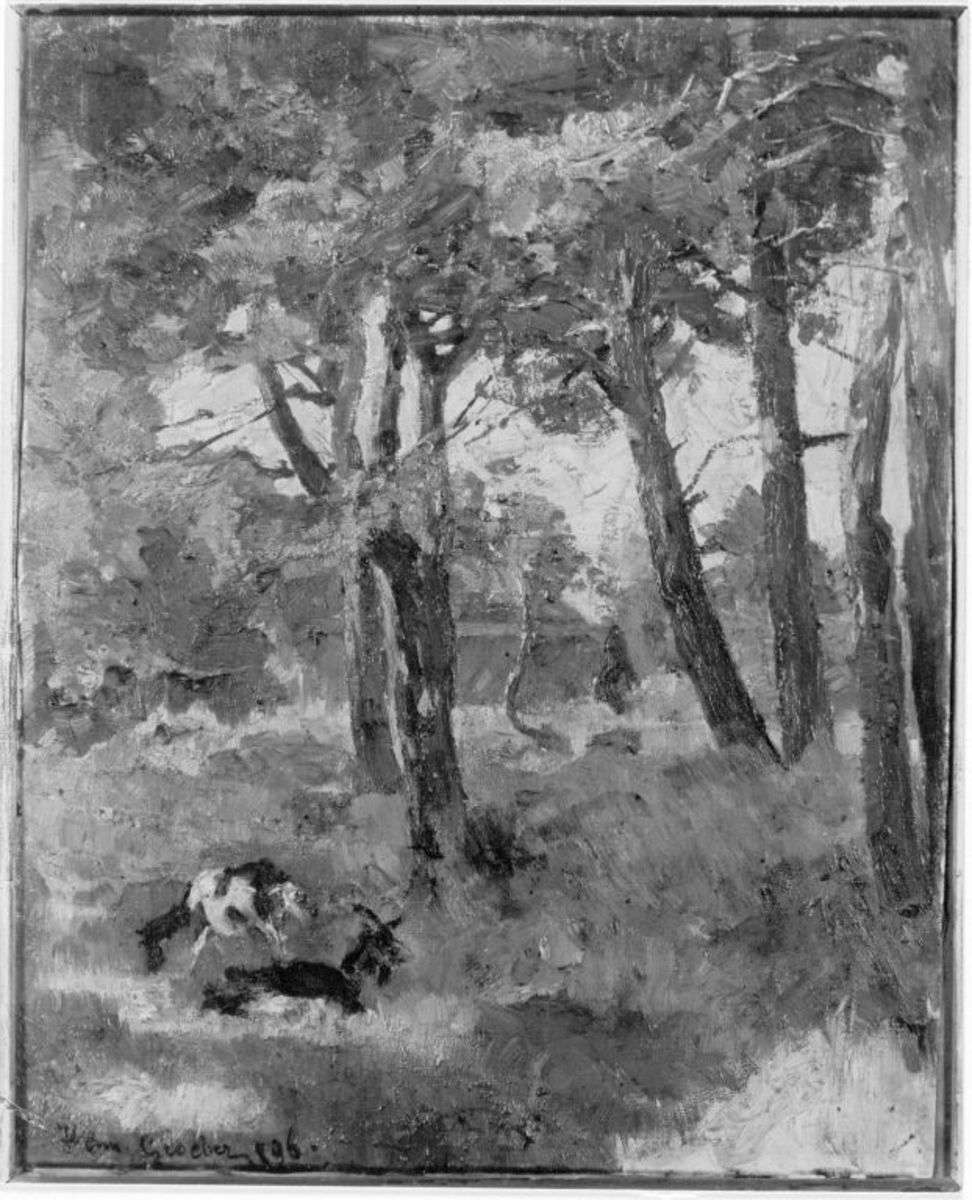 Wald mit zwei Ziegen