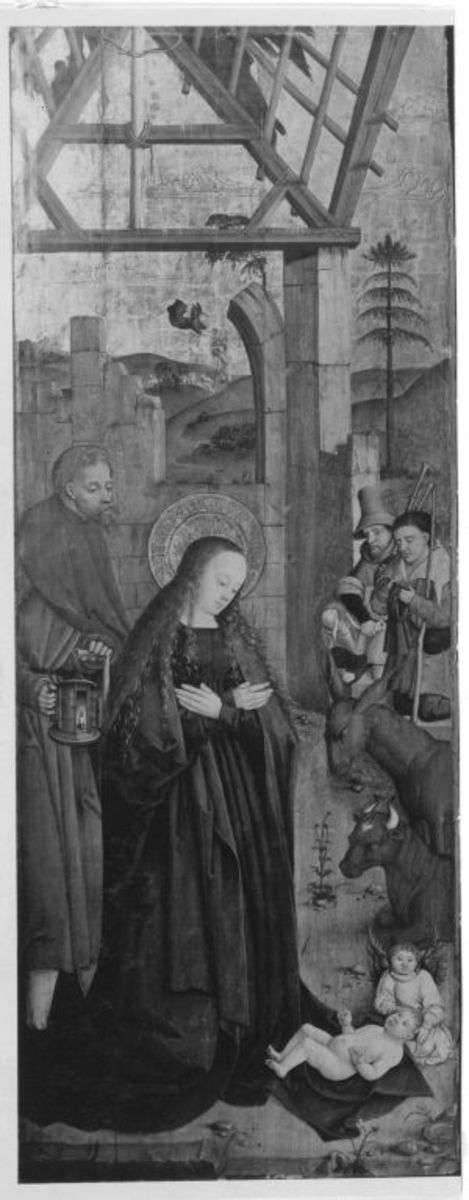 Flügel eines Altares: Geburt Christi
Rückseite: Hll. Katharina und Barbara