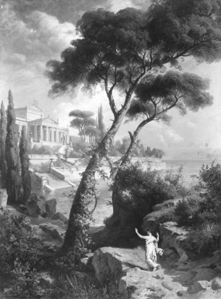 Psyche erblickt den Palast des Amor