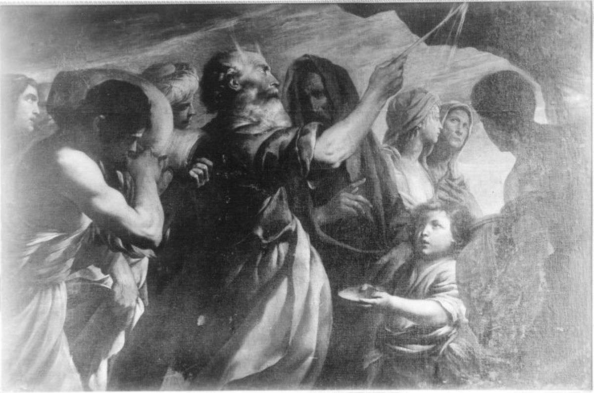 Moses schlägt Wasser aus dem Felsen