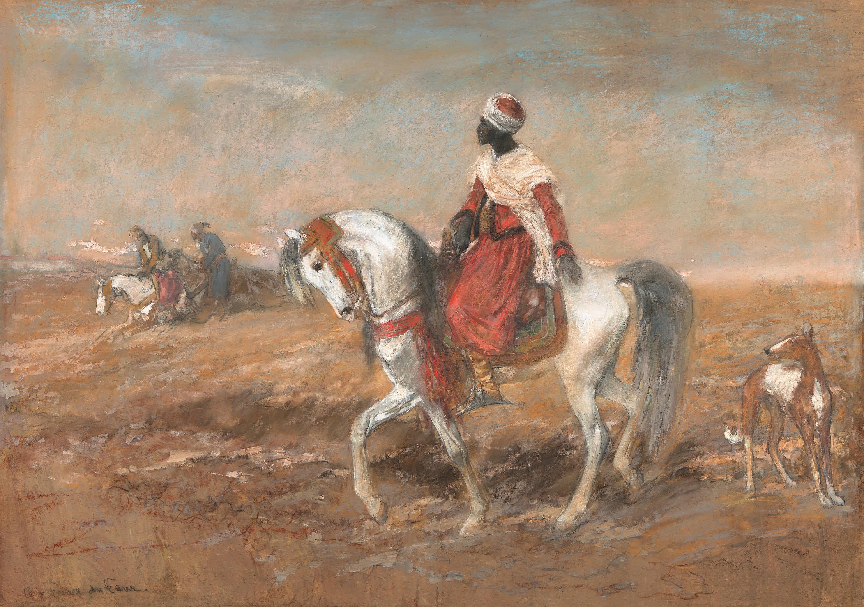 Araber auf einem Schimmel reitend